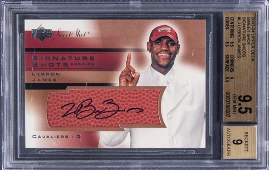2003-04 UD Sweet Shot "Signature Shots" #LJ LeBron James Signed Rookie Card – BGS GEM MINT 9.5/BGS 9